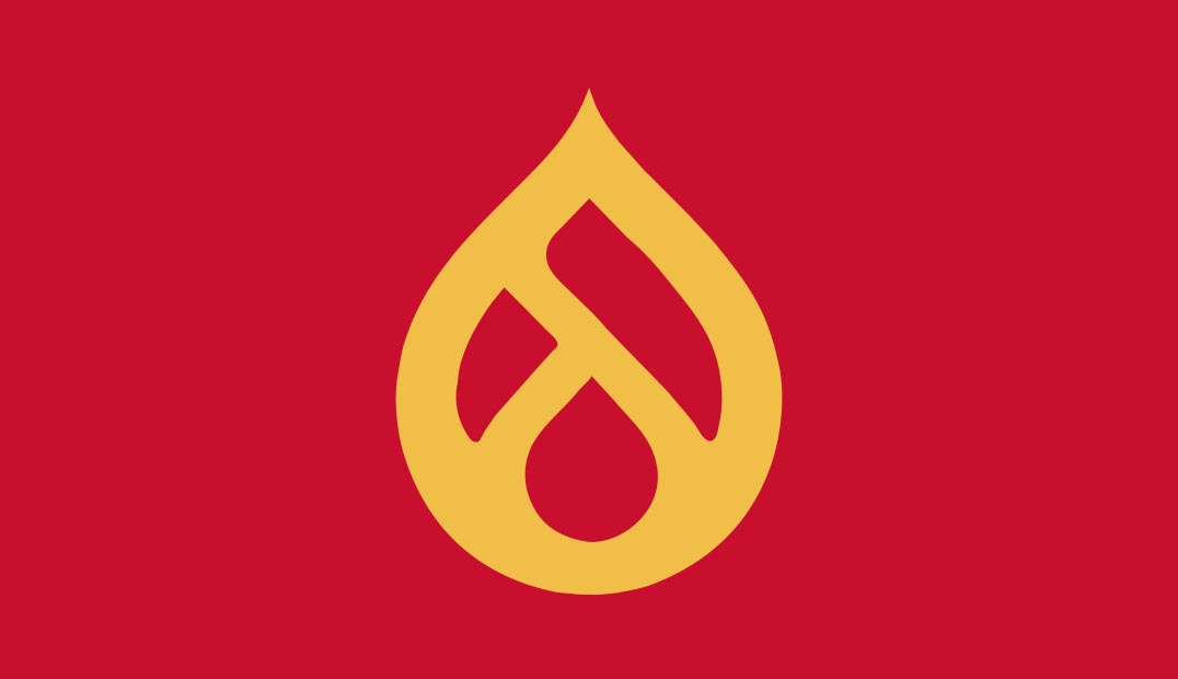Drupal icon on red background